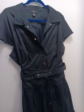Alfani Black Snap-Front Belted Dress